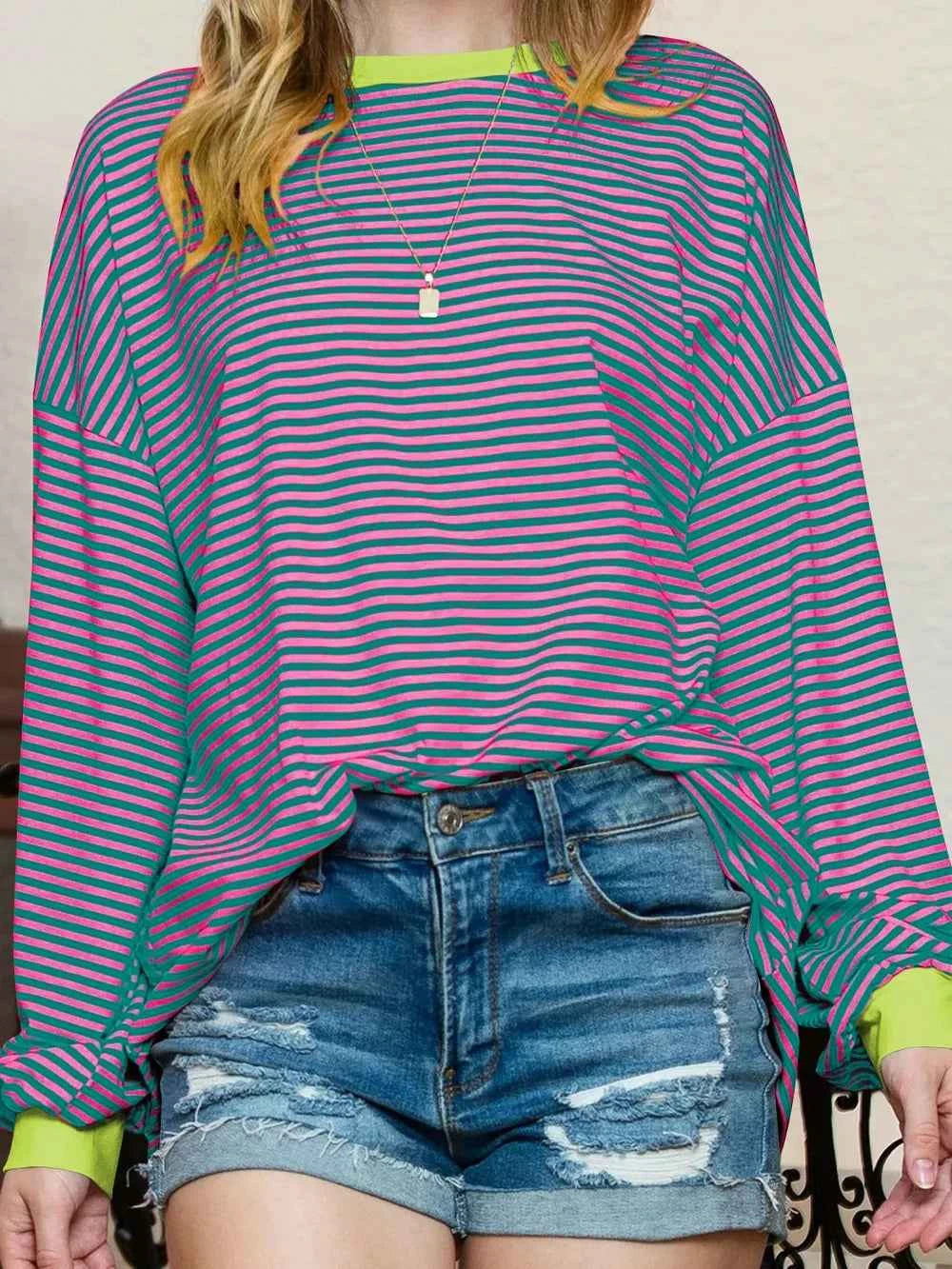Contrast Striped Long Sleeve Sweatshirt 8fc2578b-9e83-4d1a-81f5-a68f3bbcec34-Max