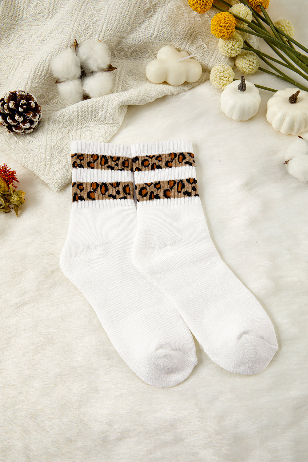 White Leopard Double Stripe Crew Socks 8fc2bae0a5f94593
