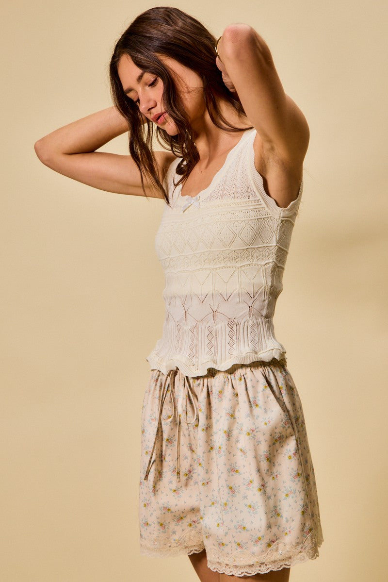 SO ME Scallop Ribbed Sleeveless Knit Top 8fc34b80324e4eb5b71e34cc183322c6-Max