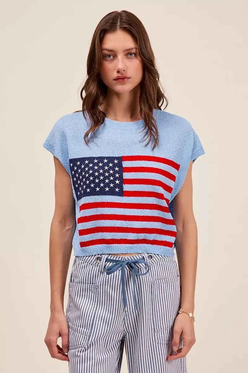 SO ME Fourth Of July American Flag Boxy Fit Sweater Top 8fd74b81-b194-4e77-a9d4-27115bb919be-Max-Origin