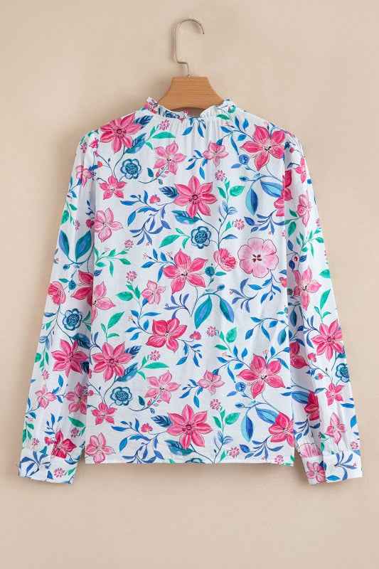 Floral Lace Trim Buttoned Long Sleeve Shirt 8fd7756f-5697-46fc-a9a9-5f0809c6493f