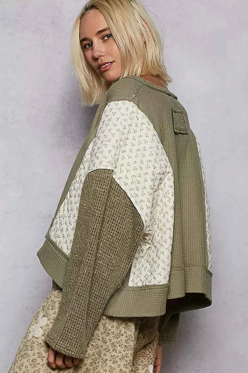 POL Mix Thermal Floral Pattern Quilted Knit Cropped Top with Raw Edge Detail 8fdaaddd-afd3-4111-a4bc-36c200bf2adf-Max-Origin