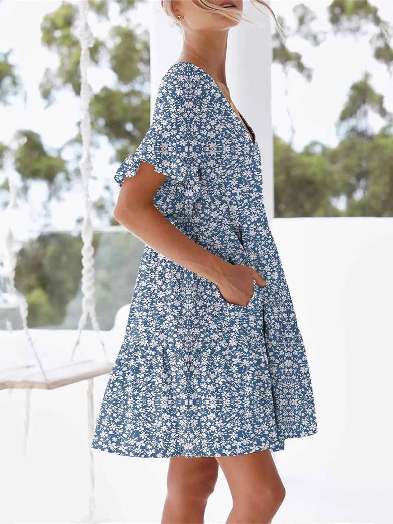 Polka Dot V-Neck Short Sleeve Mini Dress 8fdac240e6594239a6e7aac6c7d48a28-Max-Origin