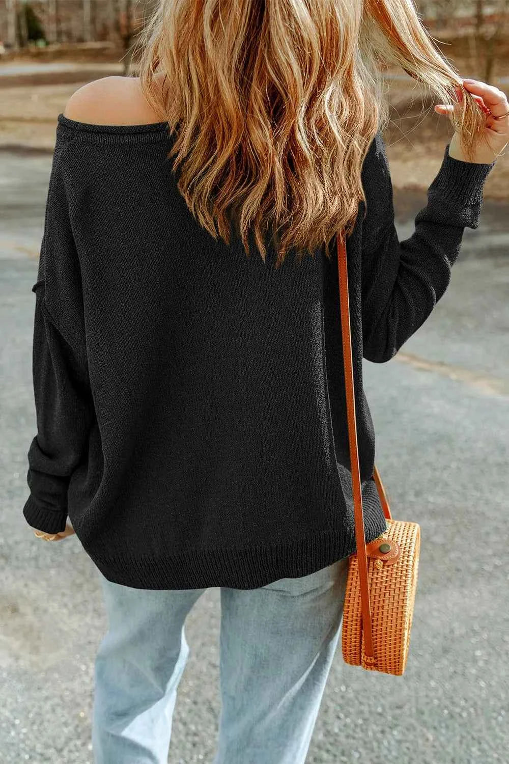 Pumpkin Round Neck Long Sleeve Knit Top 8fe4422e-d352-42f7-92b7-9d489a1a8f6f-Max