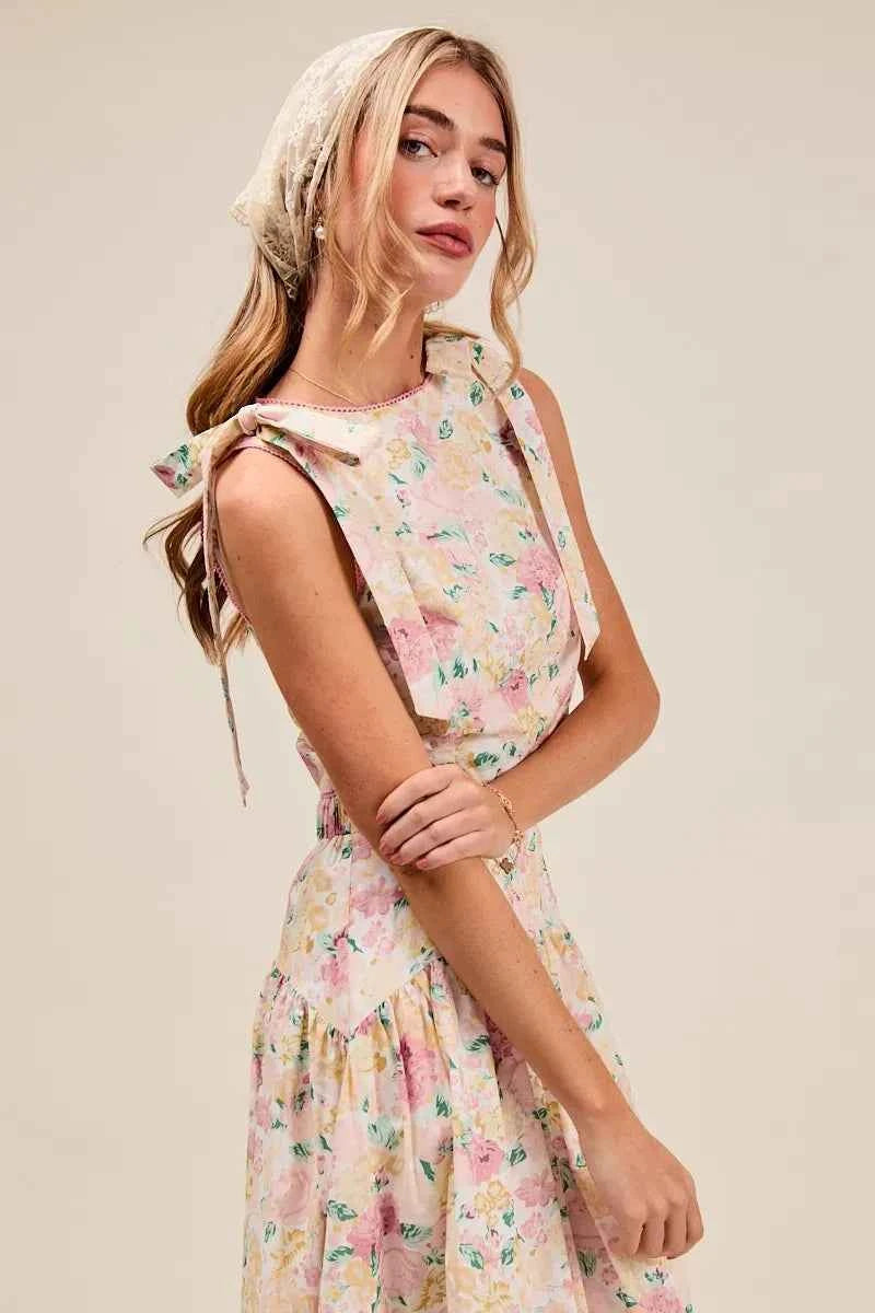 SO ME Floral Printed Woven Shoulder Bow Tie Top and Skirt Set 8fe9632e3d874fcc84a508696b448b8d-Max-Origin