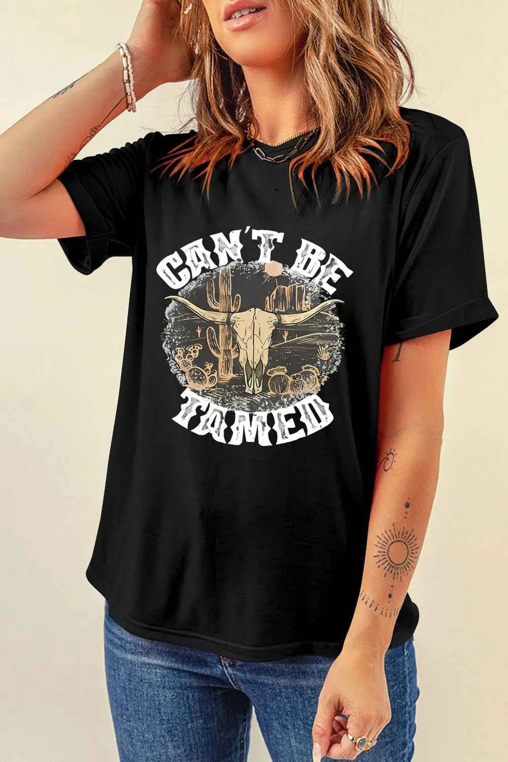 Graphic Round Neck Short Sleeve T-Shirt Black 8feade61-0308-4e2d-9bfe-3af3b3cc09cf-Max