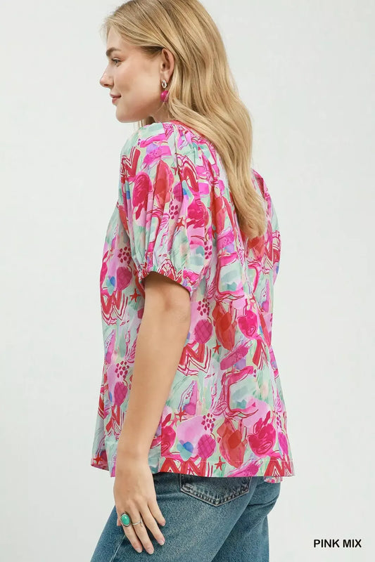 Abstract Print Puff Sleeve Top 8ff29bbc-55e2-4c0d-a0d2-e86733df558f-Max-Origin