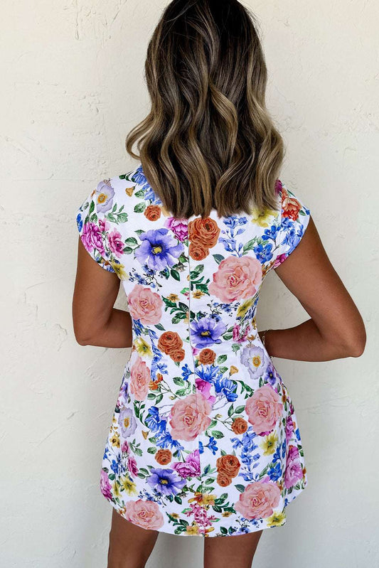 Sky Blue Vibrant Floral Print Cap Sleeve Mini Dress 8ff57e07816eedb5-_2