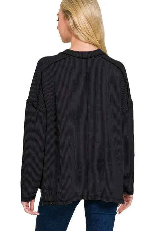 Zenana Full Size Exposed Seam Long Sleeve Corded Rib Knit Top Plus Size 9006abd1-48bd-4e77-9e45-7266092337e1-Max-Origin