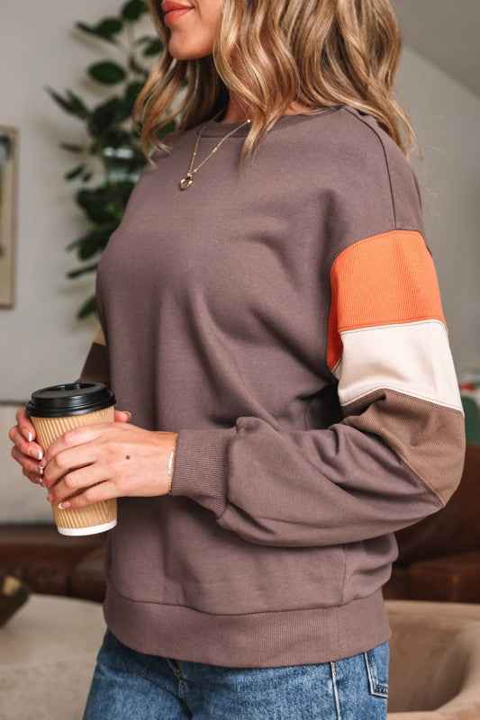 Colorblock Drop Shoulder Pullover Sweatshirt 900971b0-8319-4215-96d0-feb820ec9c12