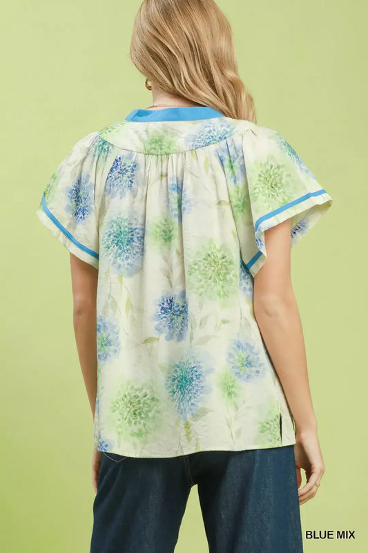 Floral Flutter Sleeve Blouse 9010a44d-c262-423e-a227-c921f7472b96-Max-Origin