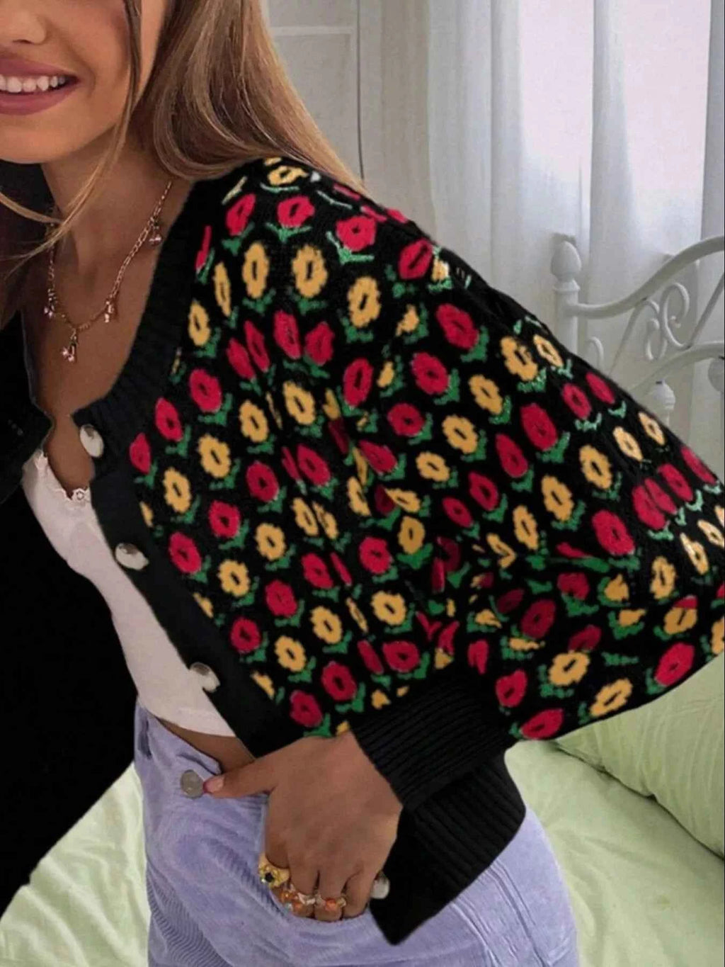Floral Button Up Long Sleeve Cardigan 90133dcb-b672-4340-b7c0-0ee2fe80b237-Max-Origin