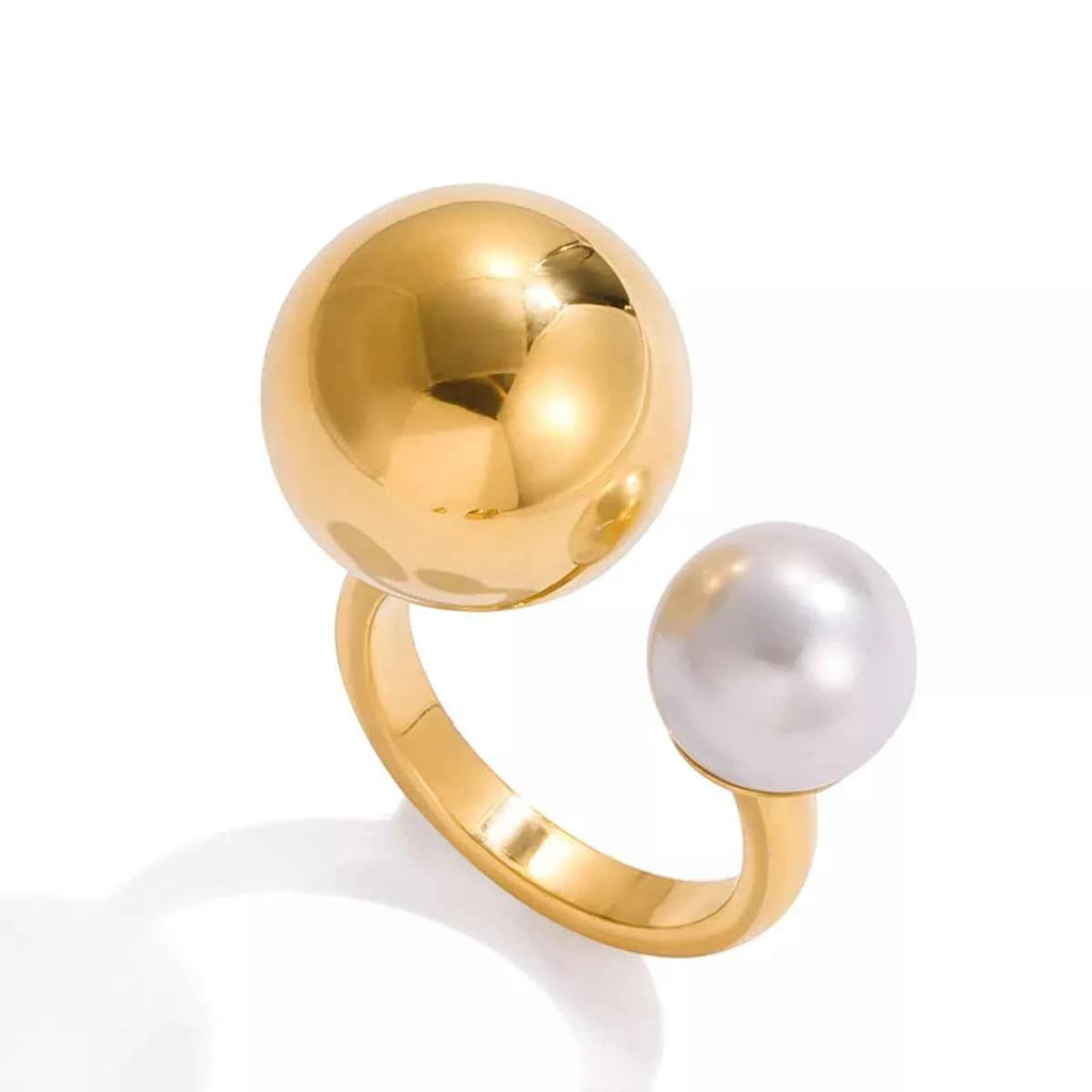 18K Gold-Plated Orb & Pearl Open Ring 9019da2f-08cb-4043-aab0-b6d54d2bc374-Max-Origin