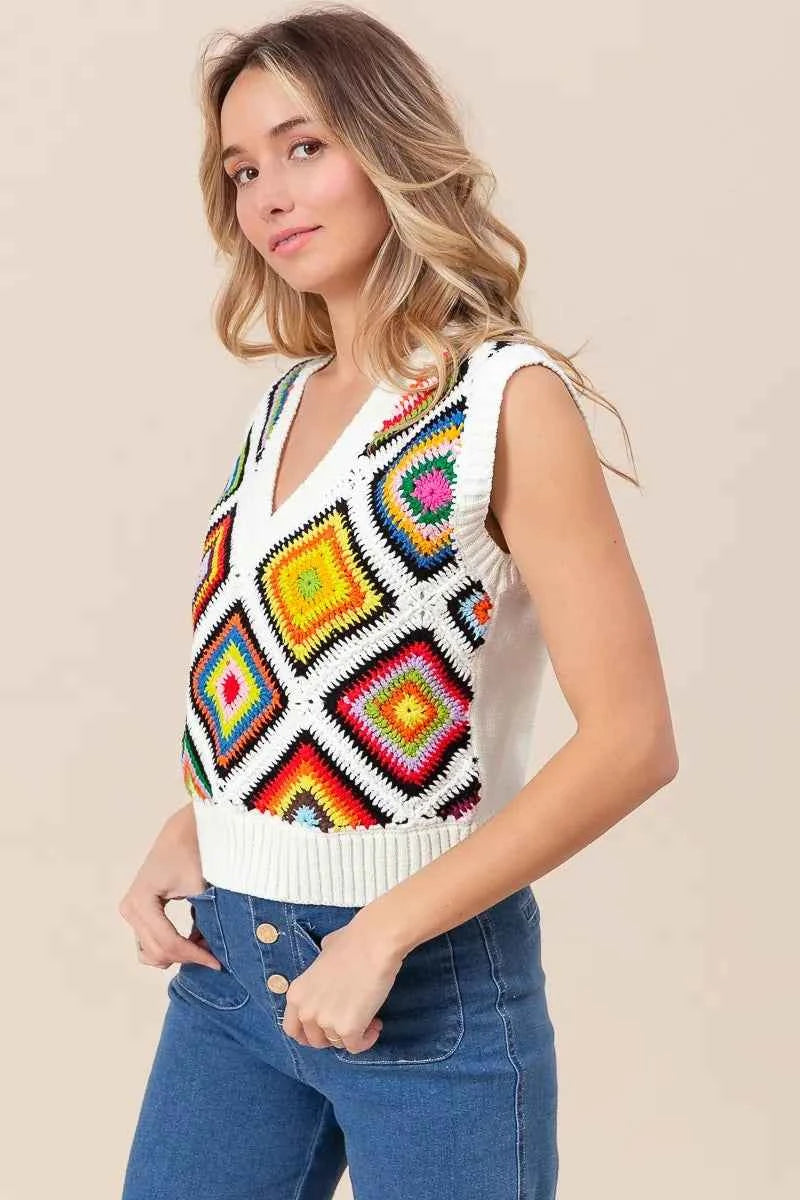 BiBi Diamond Granny Square Sweater Vest 901a839525804395a9a8f4821dca3c19-Max-Origin