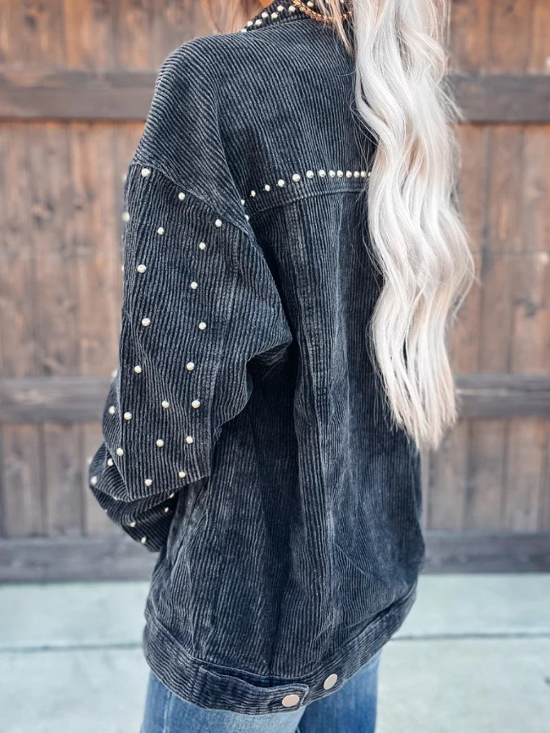 Studded Collared Neck Button Down Jacket 901ef53ba275428f8d6c42df3b89fcc8-Max