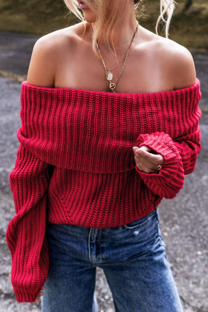 Off-Shoulder Long Sleeve Sweater