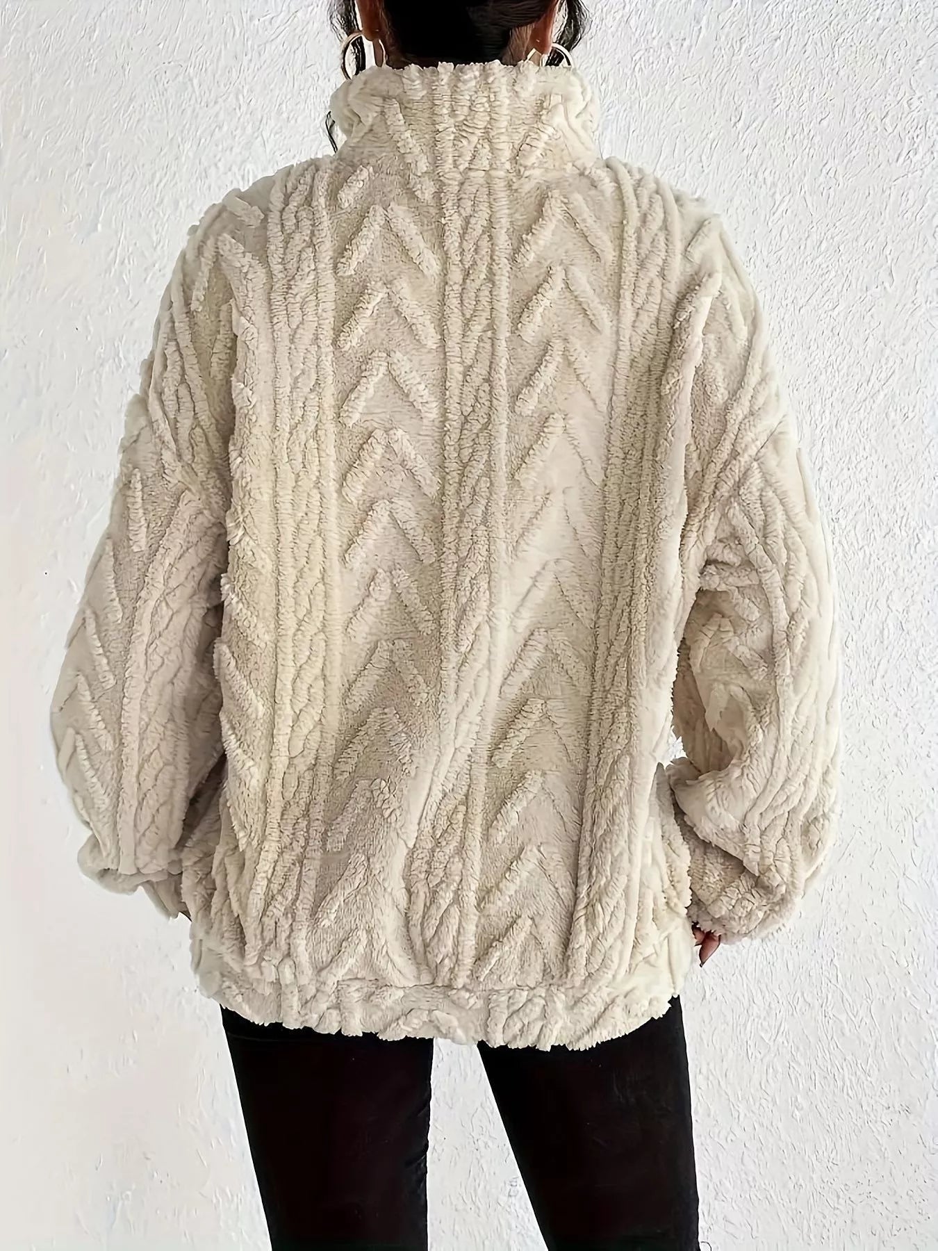 Quarter Zip Dropped Shoulder Sherpa Sweatshirt 9025cf6395aa4c77a2178efb41ff5c91-Max-Origin
