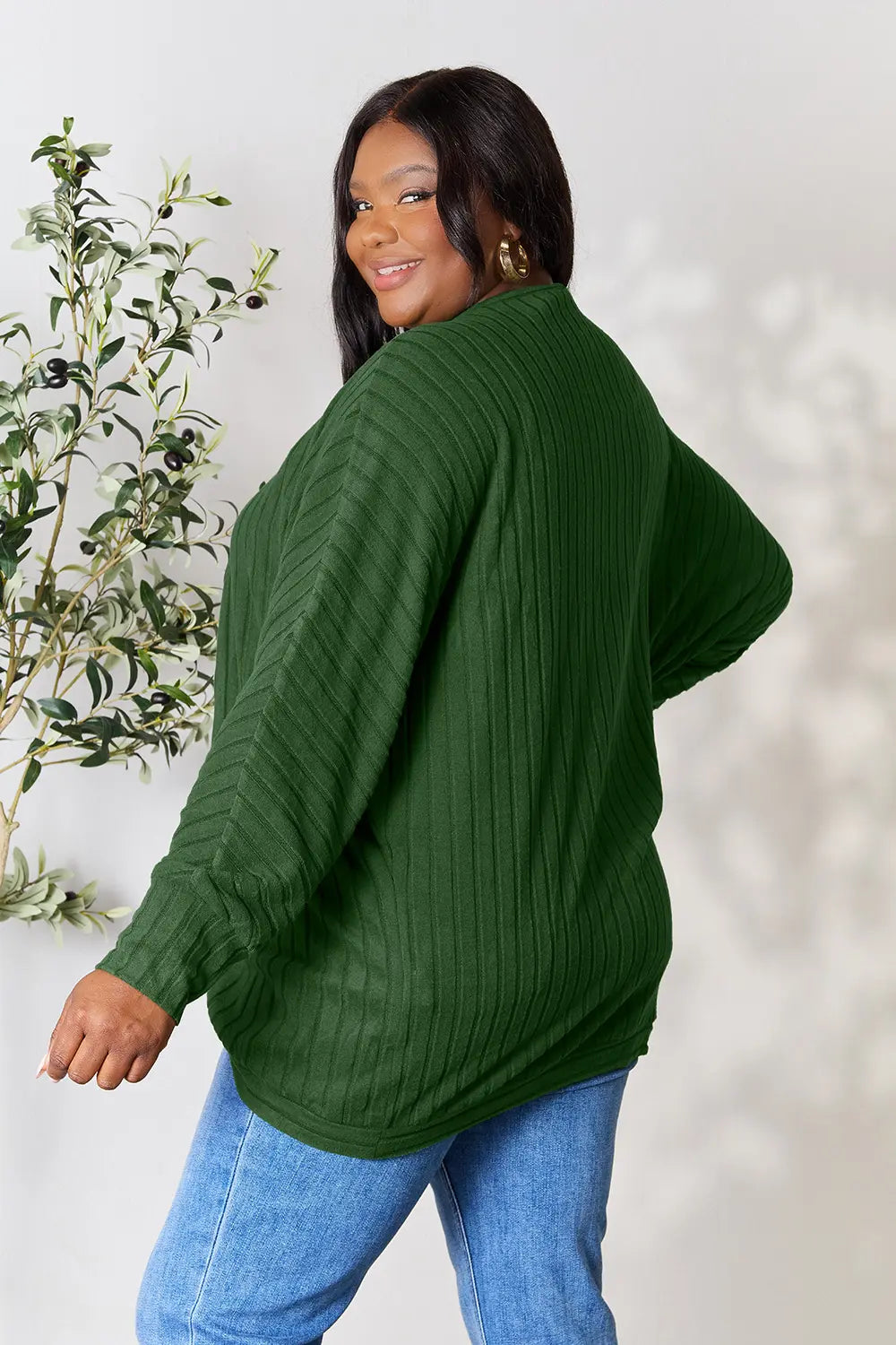 Basic Bae Full Size Ribbed Cocoon Cardigan 90297a5cc6f44b31948b88c6d195d3ac-Max
