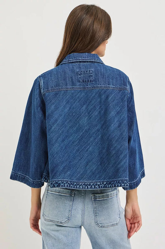 Double-Breasted Flowy Cropped Denim Jacket 9030bc3a-ac2b-4529-853e-235f85971bfa-Max-Origin