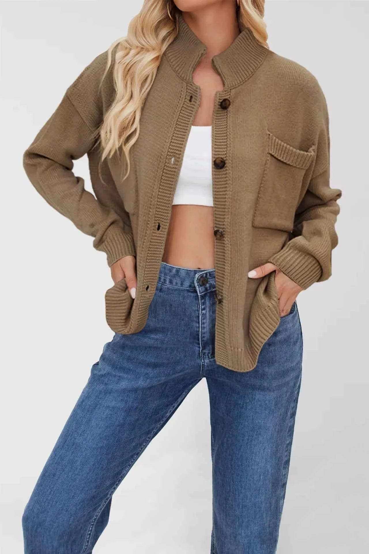 Ribbed Hem Button Up Cardigan 9039c079-ca55-42fa-ade8-641f541b1dd9-Max-Origin
