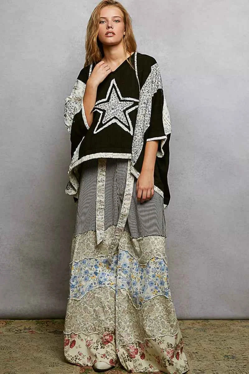 POL Floral Star Patch Hooded Blouse with Lace Contrast Detail 904120d3-235c-4d3d-87ca-033588370d83-Max-Origin