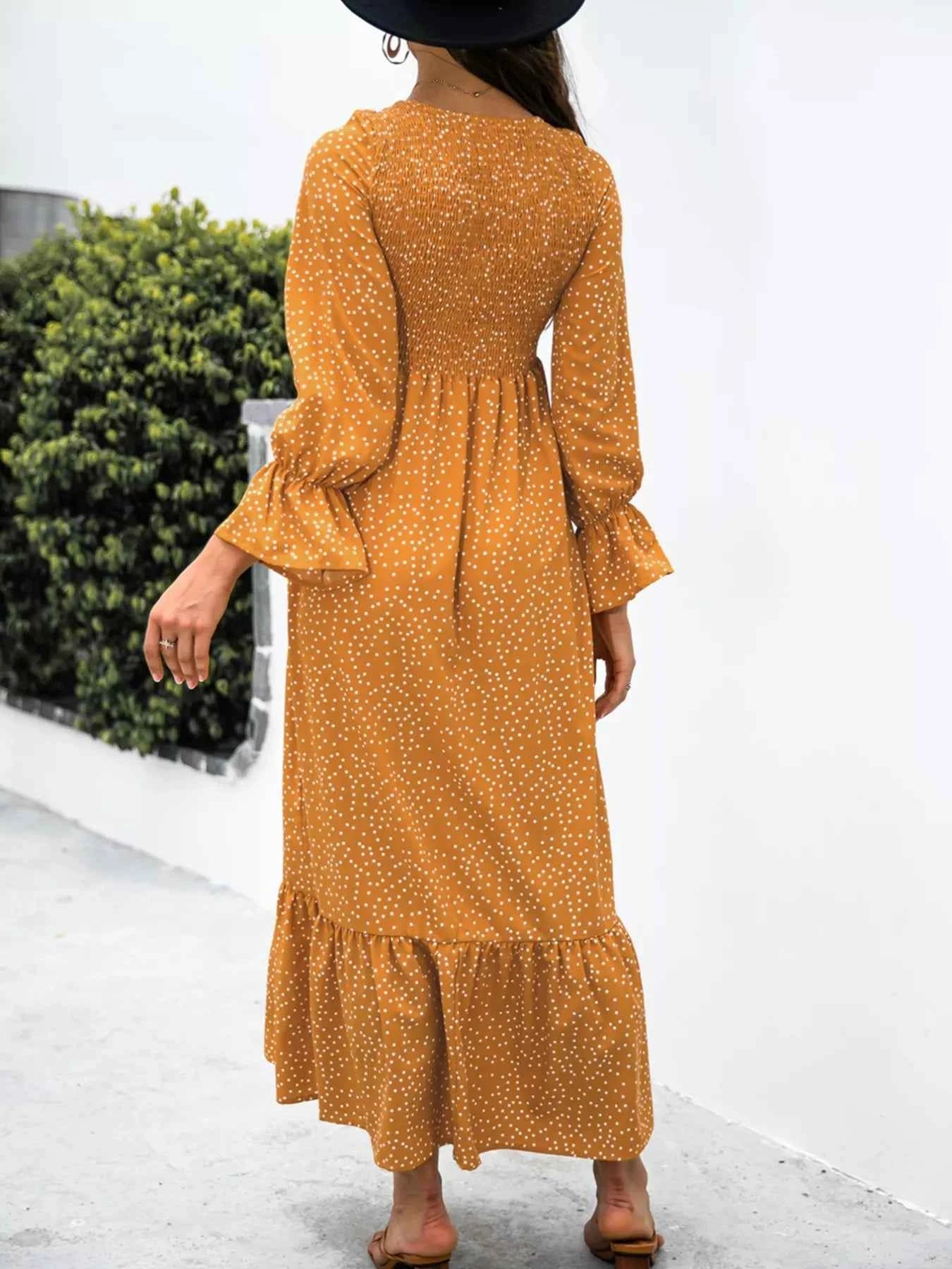 Ruffled Printed Long Sleeve Maxi Dress 904c19e5-f896-49da-8f5f-91b15d8f4f00-Max-Origin