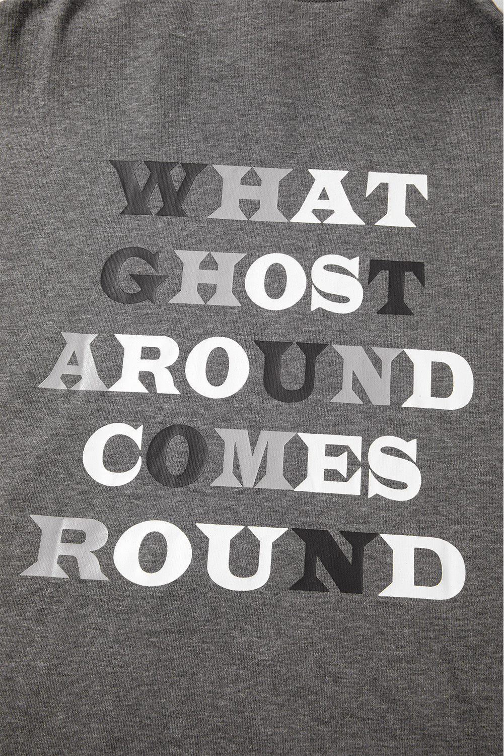 Dark Grey Cute Halloween Ghost Mineral Wash Oversized Hoodie 904ffb498b257baf
