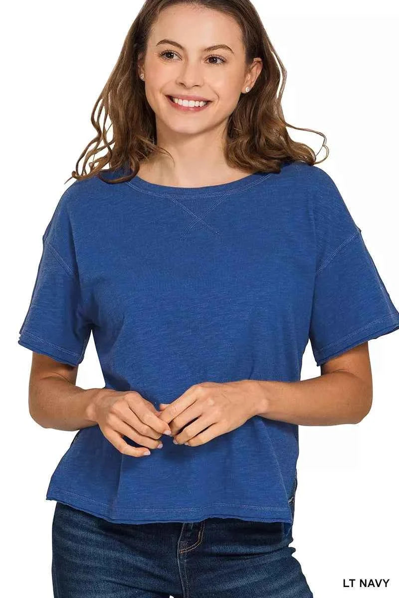 Zenana Cotton Slub Short Sleeve Tee 905b8b9d33ce4d299aaa8448441fc6f8-Max-Origin