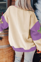 Meadow Mauve Colorblock Sequined Fleur De Lis Sweatshirt 905e965a321c25cb