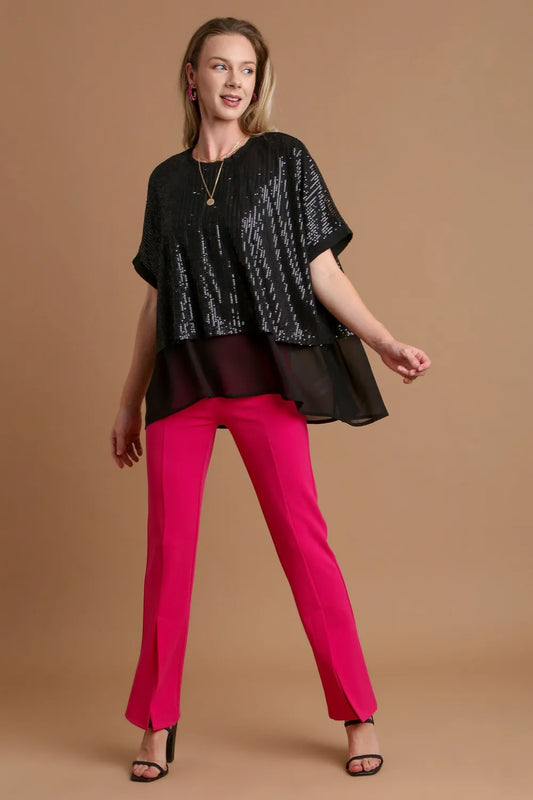 Sequin Half Sleeve Layered Blouse 90646f08-fc37-4234-960d-25c382f8ad9f-Max