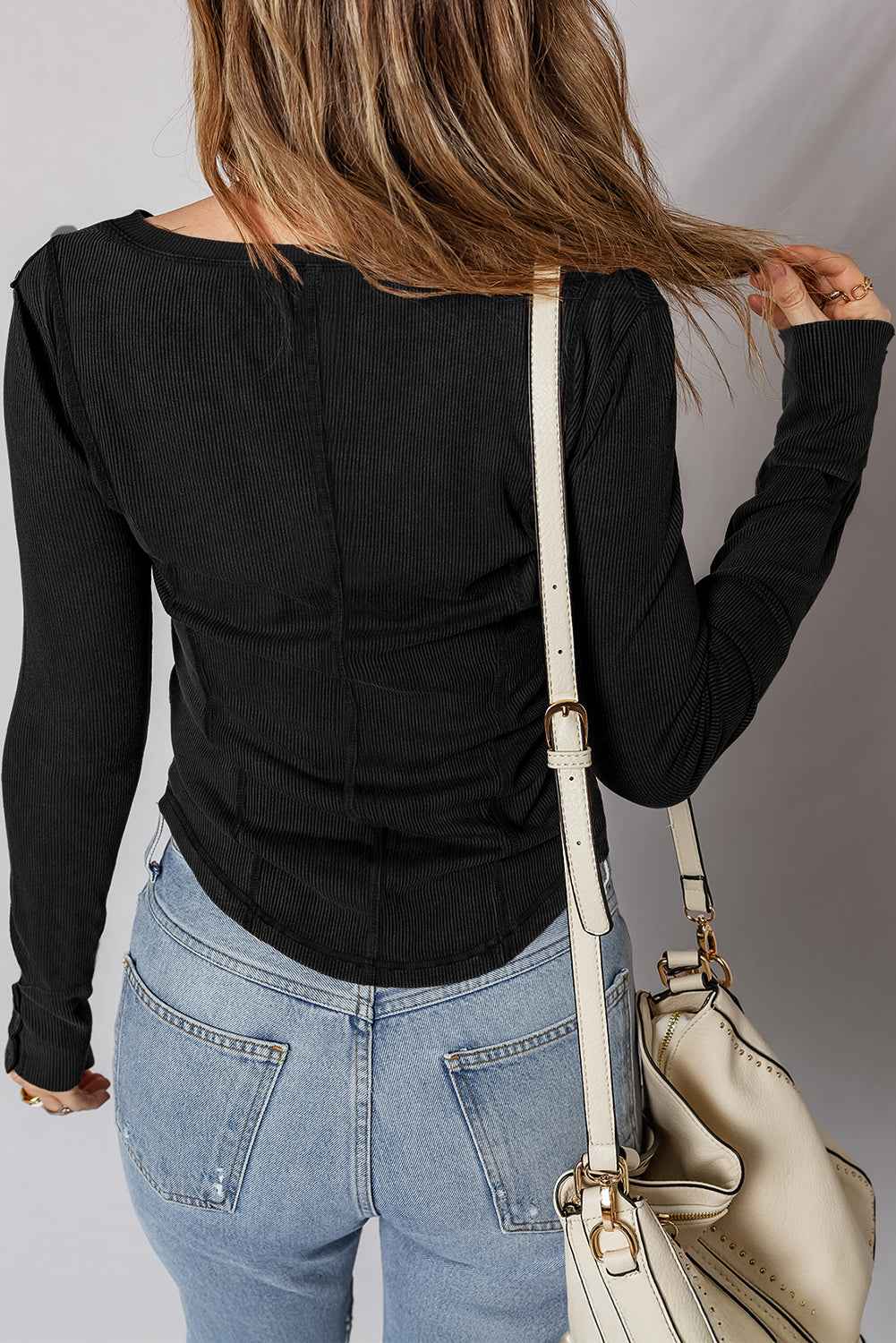 Burgundy Exposed Seam Ribbed Long Sleeve Top 90676691e442e884