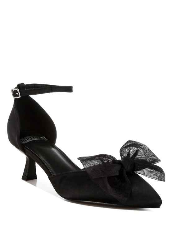 Cadell Bow Detail Satin Sandals Black 907083d9-5c56-48e5-8b8b-e08485a06829