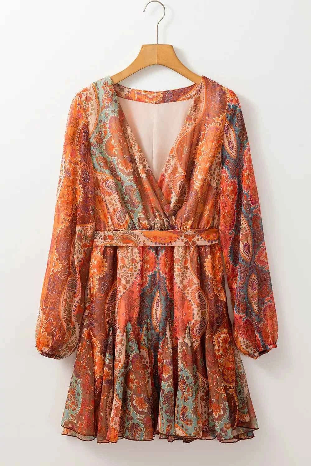 Boho Paisley Print Long Sleeve Mini Dress 9077858d-85bc-4369-93ec-47ca122ff299-Max-Origin