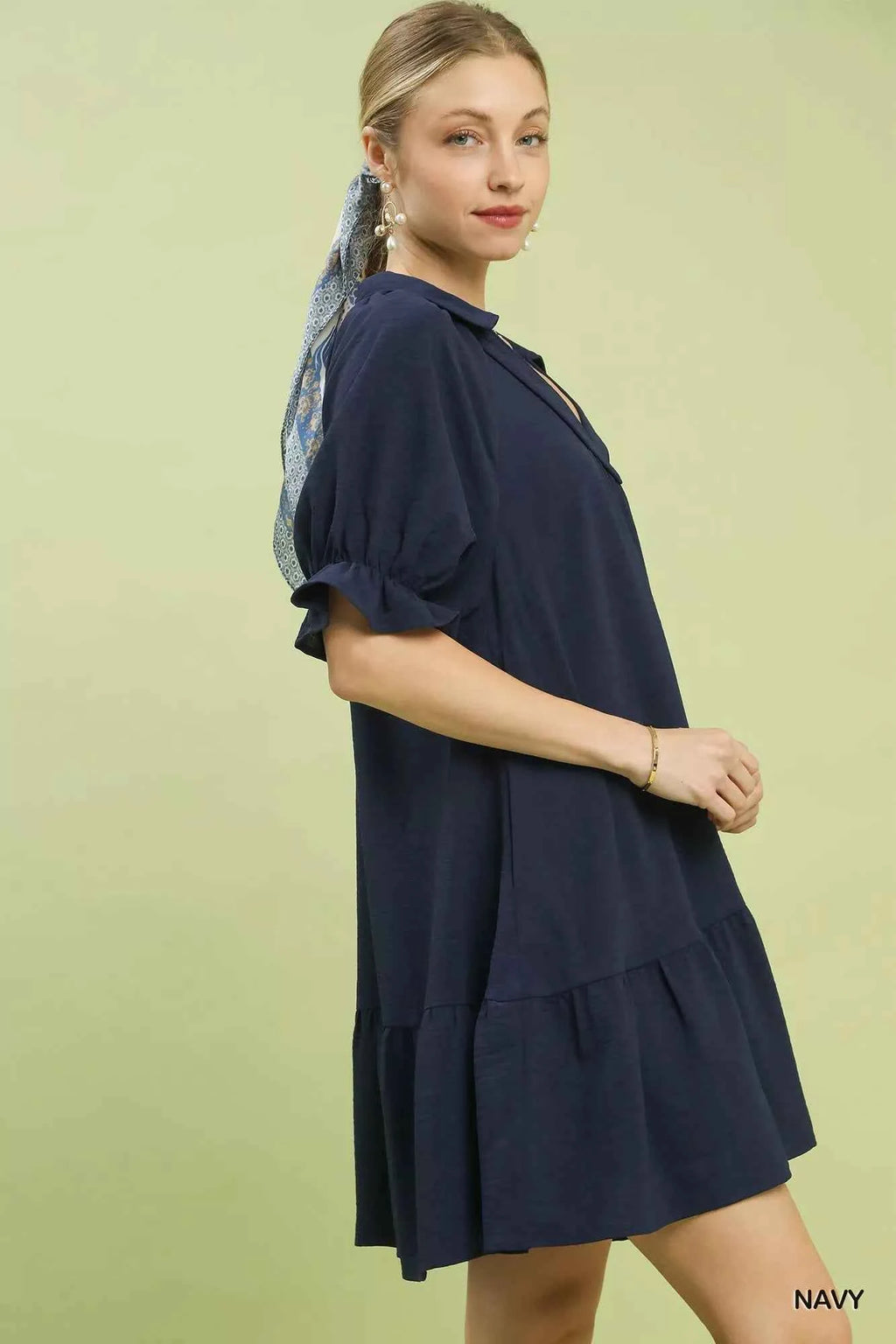 Umgee Tiered Puff Sleeve Babydoll Dress 90896c92-3d14-4cbc-a009-536b62dc93c8-Max-Origin