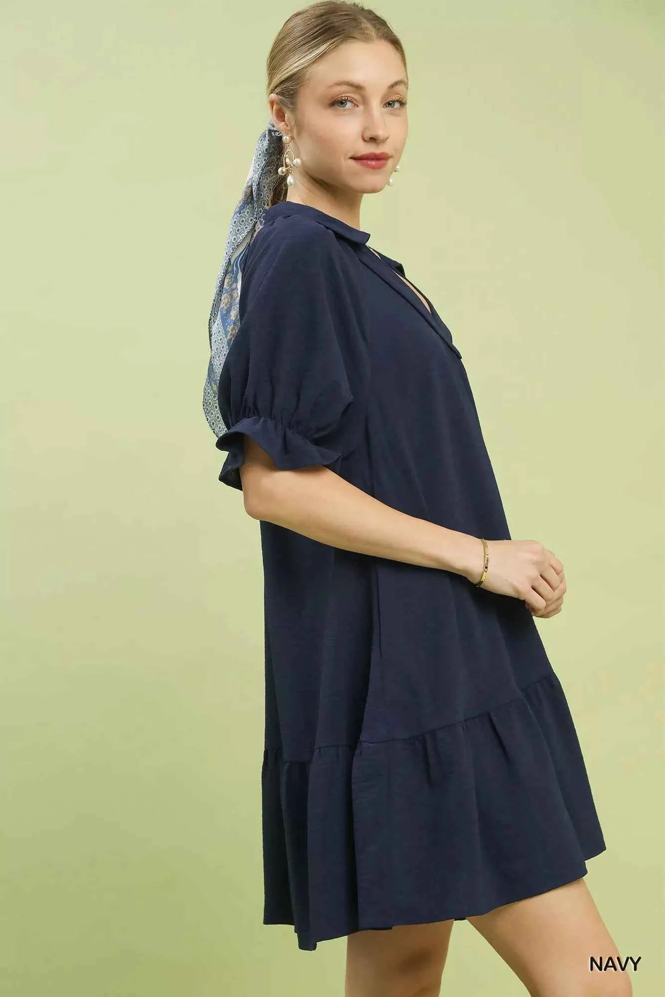 Umgee Tiered Puff Sleeve Babydoll Dress 90896c92-3d14-4cbc-a009-536b62dc93c8-Max-Origin