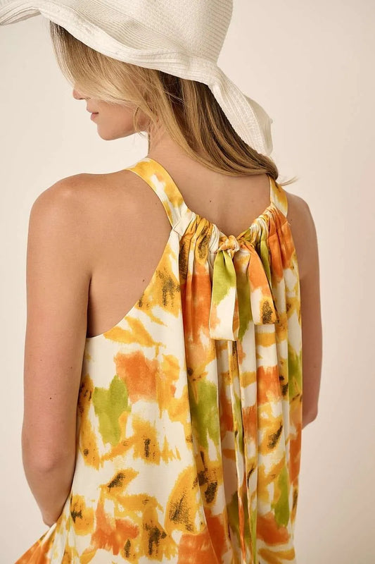 Watercolor Print Halter Neck Satin Maxi Dress 909790e8f0cd4570b1444f5e4a9ef5ef-Max-Origin