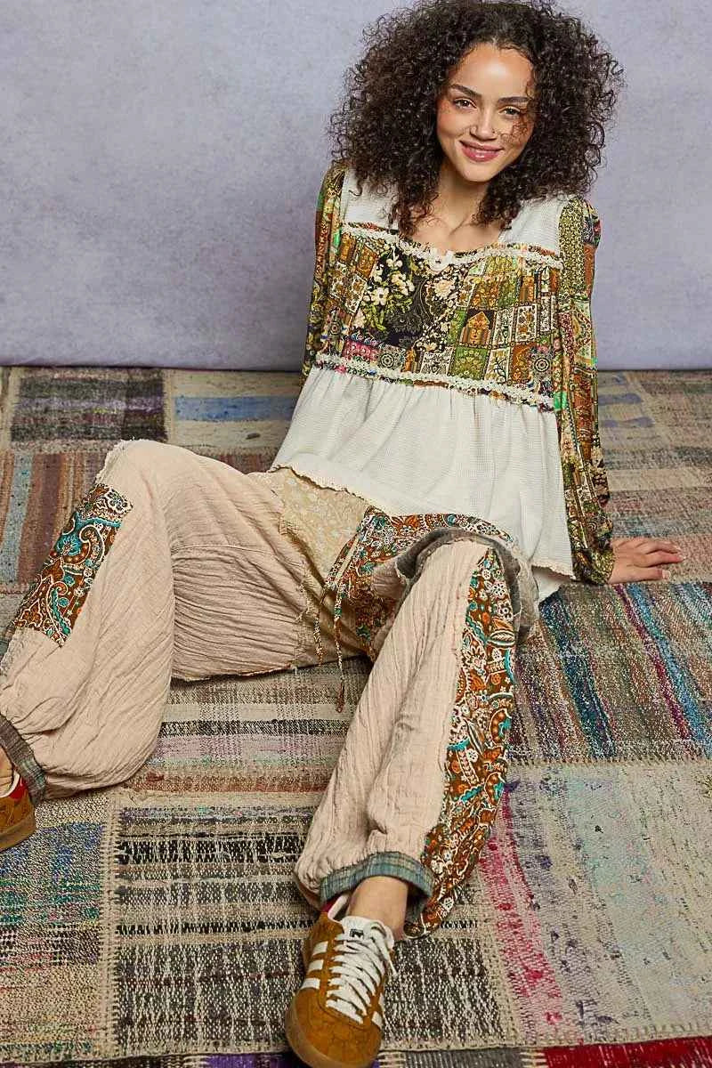 POL Balloon Sleeve Peplum Blouse with Trim Detail 90a0c235-4959-4da5-bd23-b9709c200b96-Max-Origin