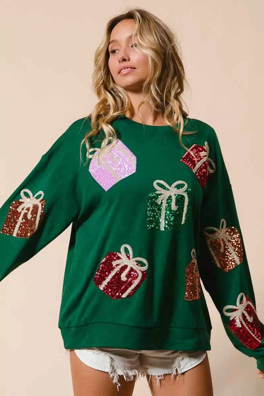 Sequin Christmas Gift Box Embroideries Pullover 90a5fe68bbdf4dca8e2392b2a69471ff-Max-Origin