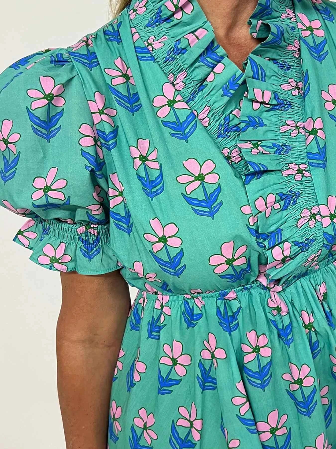 Floral Print Puff Sleeve Shirt Dress 90afe540e8cc42f7a865a926198c8300-Max-Origin