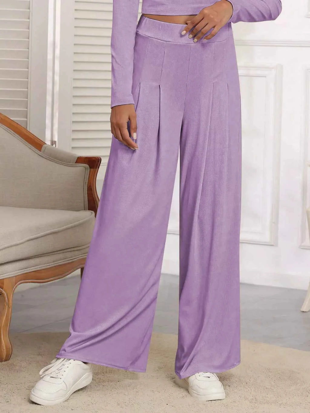 Casual Long Sleeve Crop Top and Wide Leg Pants Set 90bb7e68c02e453994a634aae0c1e46e-Max-Origin