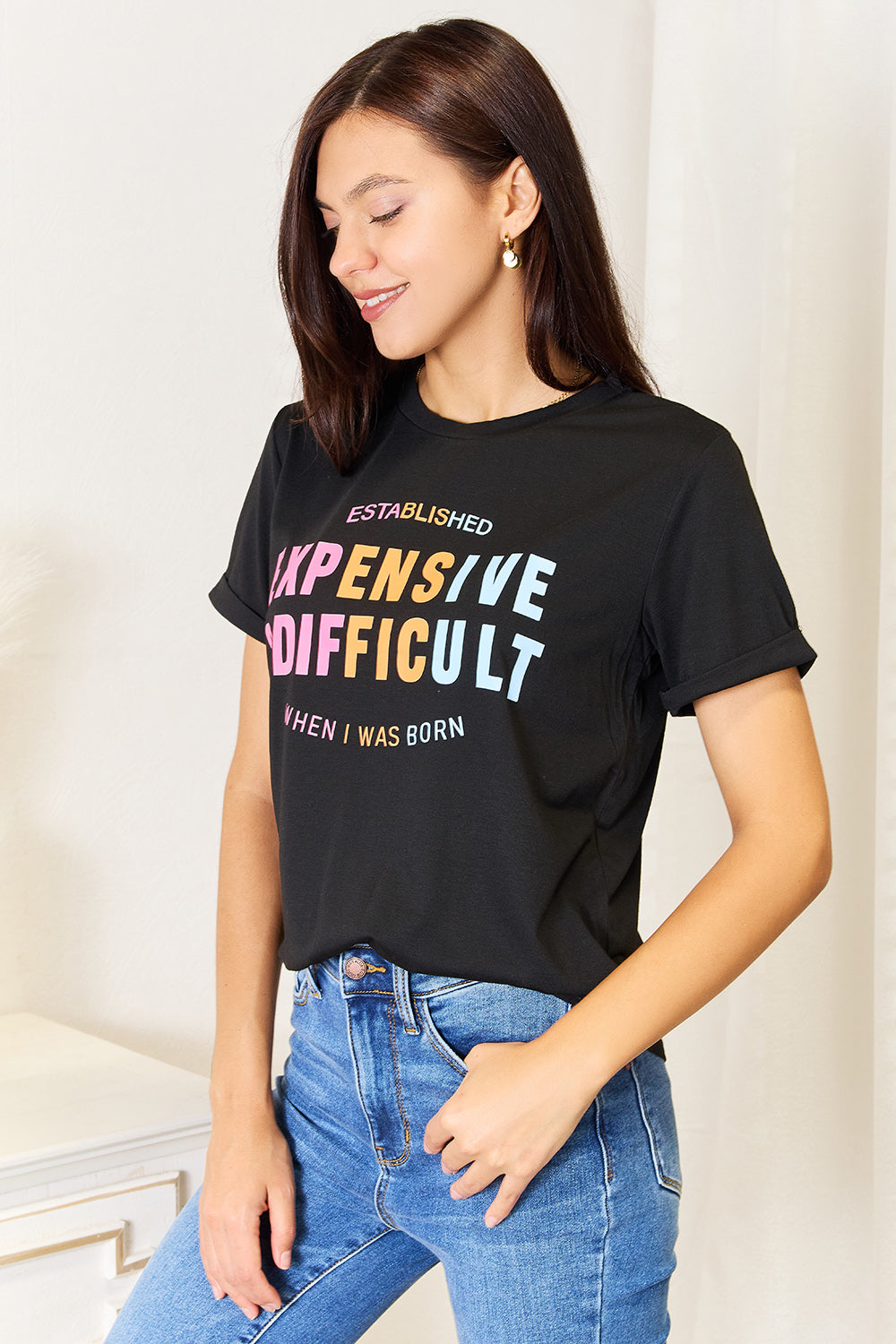 Simply Love Slogan Graphic Cuffed Sleeve T-Shirt 90bd8e7e9322445e8b8c06286ebc120f-Max