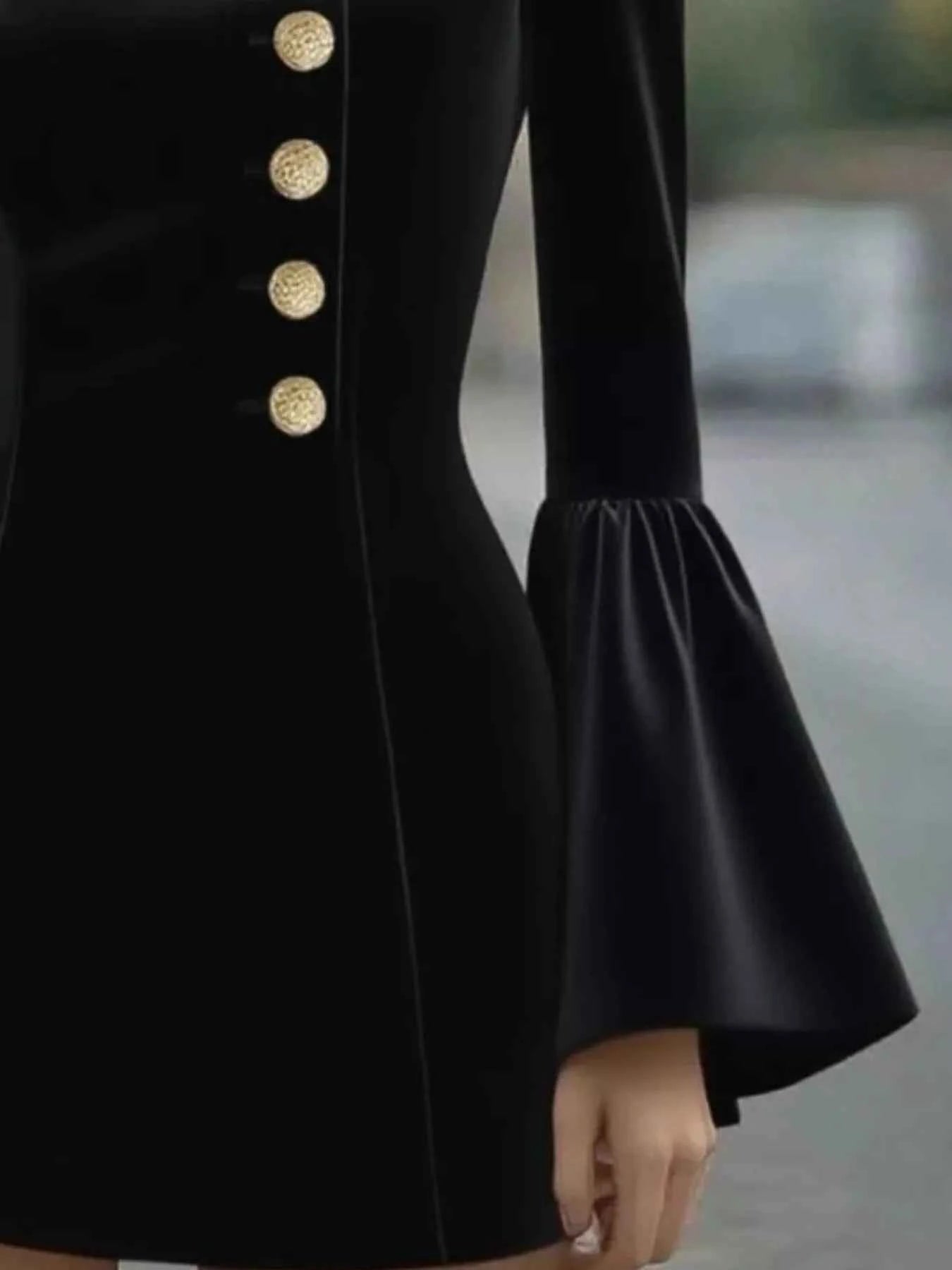 Bell Sleeve Mini Dress with Front Button 90bebb35-5ba4-4456-a14e-6d480b96ab47-Max-Origin