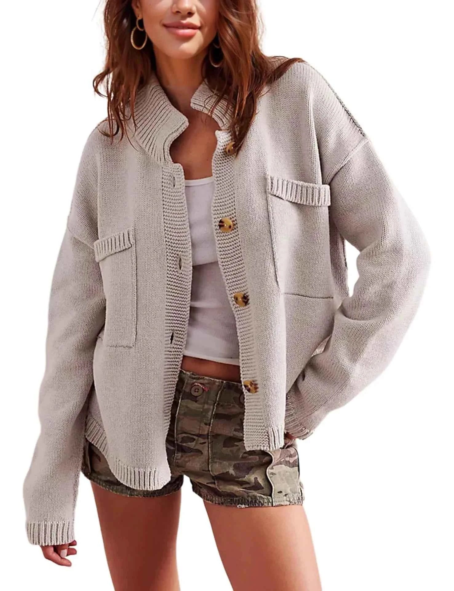 Ribbed Hem Button Up Cardigan Gray 90c664b2-81f5-462c-8de0-56a21759cbcf-Max-Origin