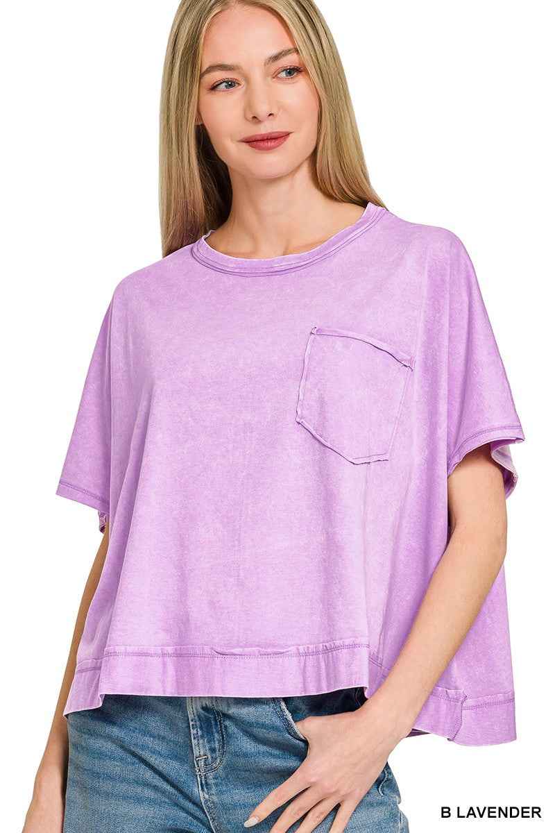 Zenana Acid Washed Oversized Top & Shorts Set 90e6aa25a9eb4f6da735bc2b75f0660c-Max