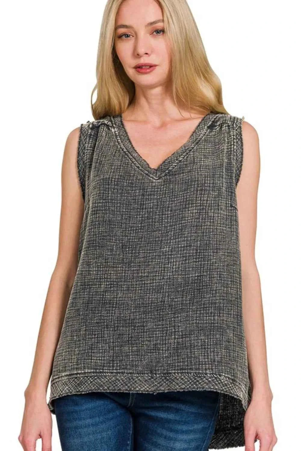 Zenana Double Gauze Raw Edge Acid Washed Tank ASH BLACK 90e7ff33-136a-4823-9d7a-7ef547f9a46b-Max-Origin