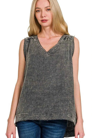 Double Gauze Raw Edge Acid Washed Tank ASH BLACK 90e7ff33-136a-4823-9d7a-7ef547f9a46b-Max-Origin
