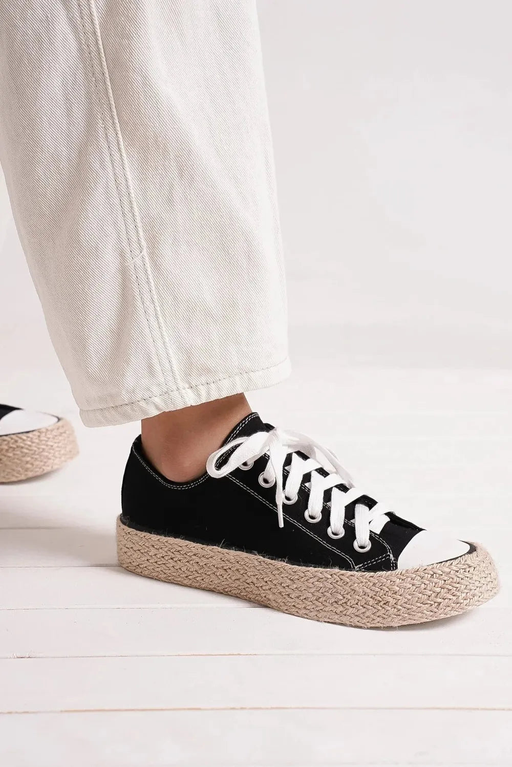 Beast Fashion Lace Up Woven Espadrille Sole Sneakers 90ea85c6-5785-45f0-83da-6dce8fbbd440-Max