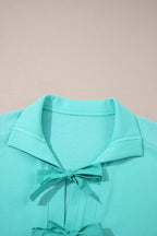 Moonlight Jade Bow Front Patchwork Bracelet Sleeve Mini Dress 90eb5655ba7e5ec2