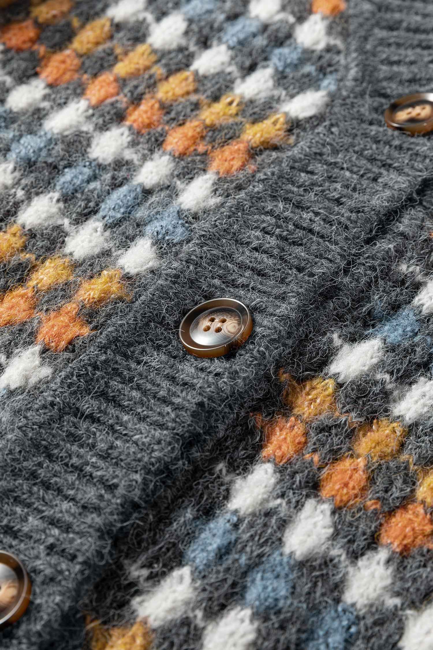 Gray Dotty Pattern Knit Button Front V Neck Sweater Cardigan 9104026205f4ddd5