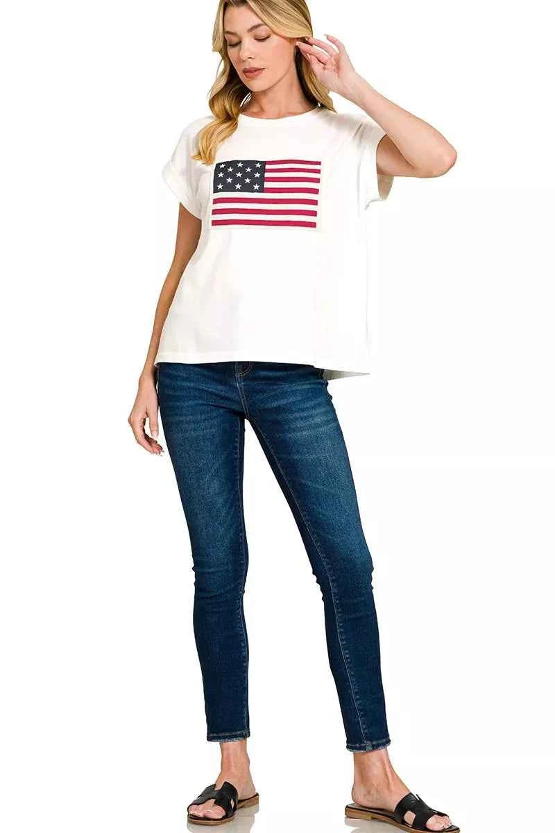 Zenana Full Size US Flag Round Neck Short Sleeve T-Shirt Plus Size 91047cd0609e4493b76fa4f145d73d01-Max-Origin